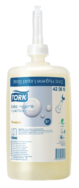 Savon mains Tork S1 420810 Liquide extra hygiénique sans parfum 1000ml