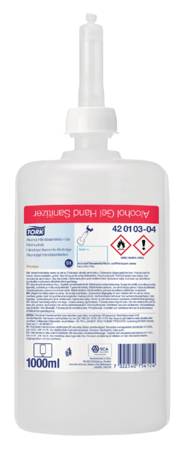 Gel hydroalcoolique Tork S1 420103 désinfectant main non parfumé 1000ml