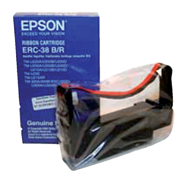 Ruban Epson S015245 pour ERC38 nylon noir/rouge