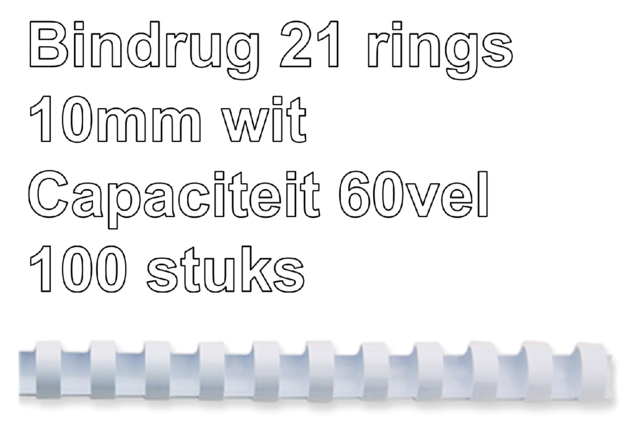 Reliure GBC 10mm 21 anneaux A4 blanc 100 pièces