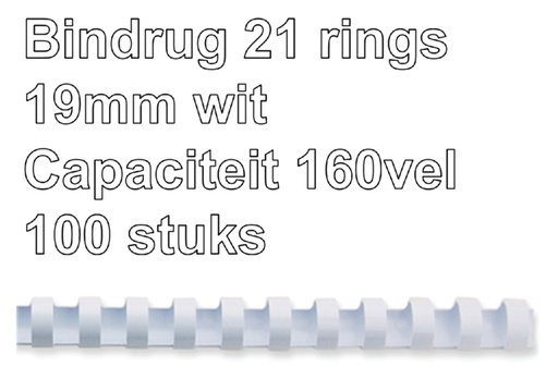 [536180] Reliure GBC 19mm 21 anneaux A4 blanc 100 pièces