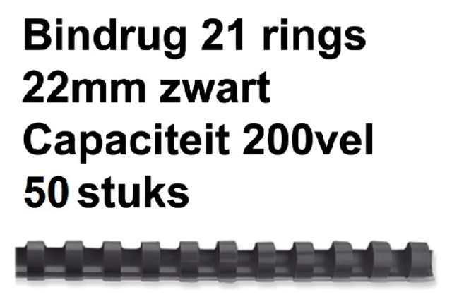 Reliure Fellowes 22mm 21 anneaux A4 noir 50 pièces