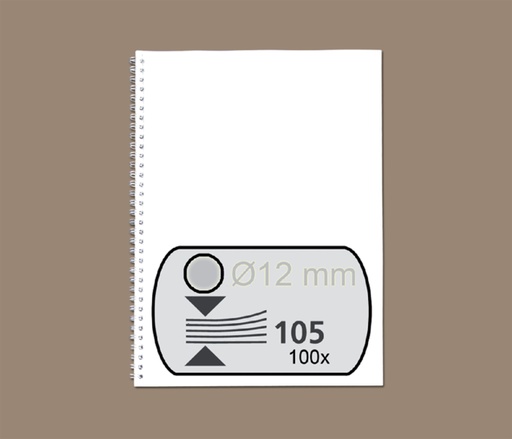 [537851] Peigne métallique Fellowes 12mm 34 anneaux A4 argent 100 pièces