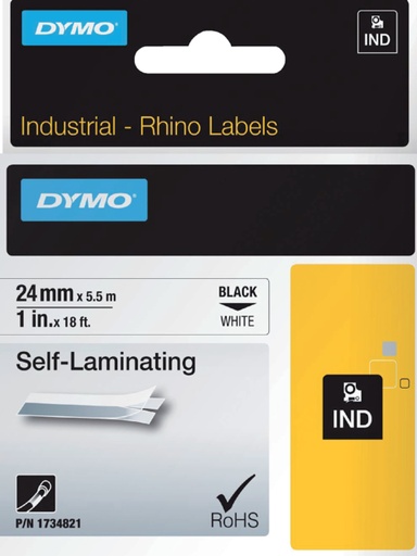 [930881] Labeltape Dymo Rhino industrieel zelflaminerend 24mm zwart op wit