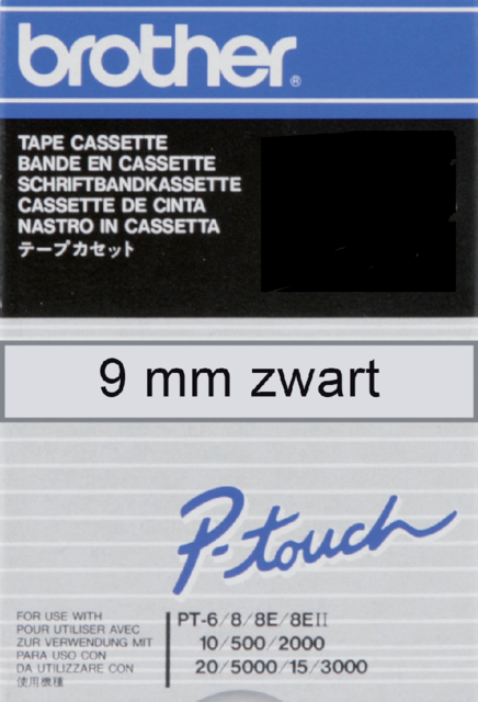Labeltape Brother P-touch TC-M91 9mm zwart op transparant
