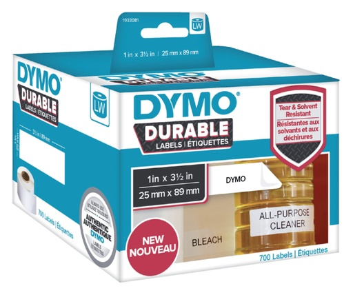 [817576] Etiket Dymo LabelWriter industrieel 25x89mm 2 rollen á 350 stuks wit