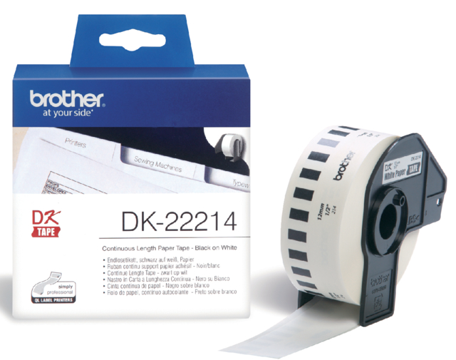 Etiquette Brother DK-22214 12mm papier thermique 30m blanc