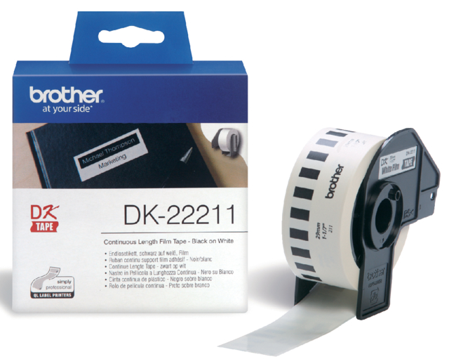 Etiquette Brother DK-22211 29mm film 15m blanc