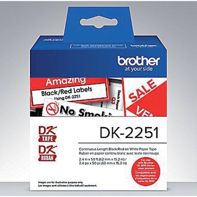 Etiquette Brother DK-22251 62mm 15m noir/rouge