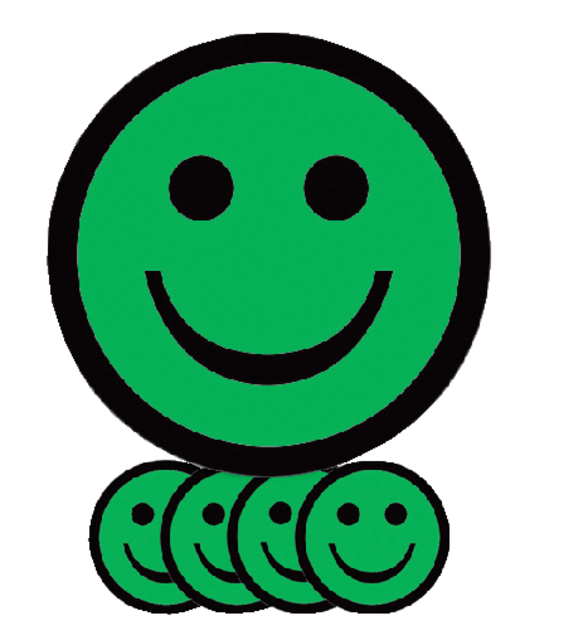 Aimant Smiley 7,5cm émotion content vert