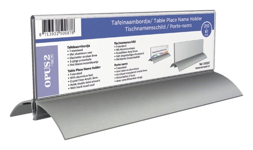 [921046] Tafelnaambord Europel 2 61x210mm acryl aluminium