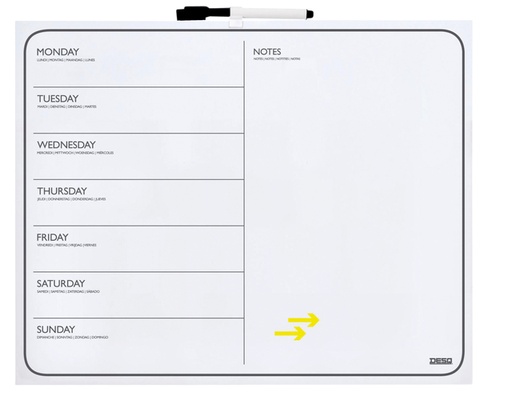 [949018] Planning semaine magnétique Desq 40x50cm sans cadre + marqueur