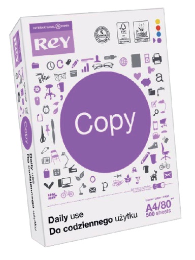 [129420] Papier copieur Rey Copy A4 80g blanc 500 feuilles