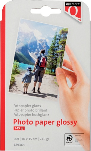 [129364] Papier photo Quantore 10x15cm brillant 250g 50 feuilles