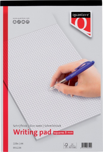 [091226] Bloc-notes Quantore A4 carreaux 5mm 100 feuilles 60g