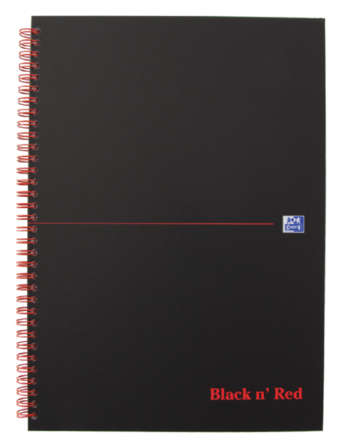 Spiraalblok Oxford Black n'' Red A4 lijn 140 pagina''s 80gr