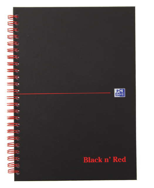 Spiraalblok Oxford Black n'' Red A5 lijn 140 pagina''s 80gr