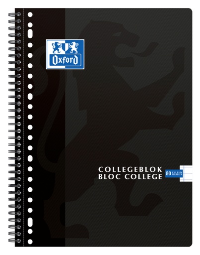 [274446] Bloc de cours Oxford A4+ ligné 23 perf 160 pages noir