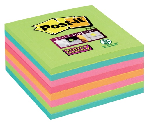 [392513] Memoblok Post-it 654 Super Sticky 76x76mm rainbow 8 stuks