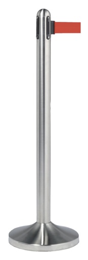 [891054] Afzetpaal Securit RVS met rolband 210cm rood